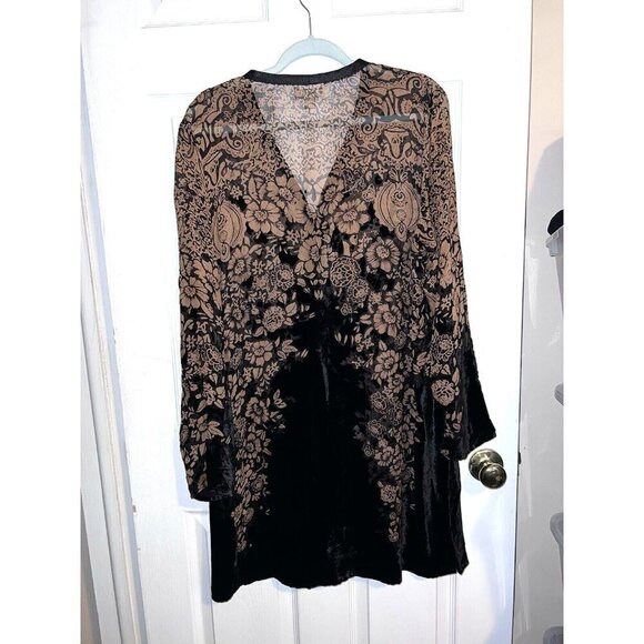 COLDWATER CREEK Floral Silk Rayon Black Velvet Long Sleeve Tunic Jacket - Picture 10 of 16